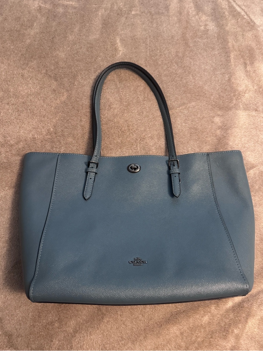 Coach Slate Blue Leather Tote - Sleek Everyday Carry